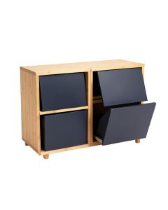 Meadow Canyon Freestanding Pull-Out Hamper Cabinet - Navy