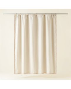Fern Falls Shower Curtain Hanging Flat From A Plain Rod - Ivory (synthetic illustration; no displayed measurements)