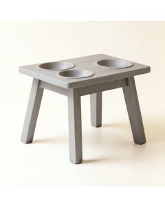 Birch Bluff Pet Feeding Stand With Two Plain Empty Bowls - Gray (synthetic illustration; no displayed measurements)