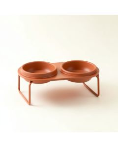 Juniper Falls Pet Feeding Stand With Two Plain Empty Bowls - Terracotta (synthetic illustration; no displayed measurements)