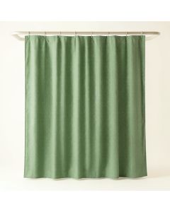 Wren Arc Shower Curtain Hanging Flat From A Plain Rod - Green (synthetic illustration; no displayed measurements)