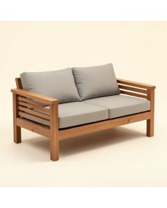 Hamilton Teak Patio Sofa With Cushions (synthetic illustration; no displayed measurements)