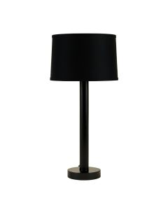 Reed Bridge Floor Lamp With A Plain Fabric Shade - Black (synthetic illustration; no displayed measurements)