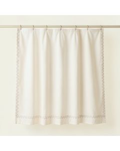 Elm Falls Shower Curtain Hanging Flat From A Plain Rod - Ivory (synthetic illustration; no displayed measurements)