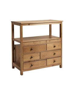 Midfield 2 Tier Wood Shelf 6 Drawer Dresser