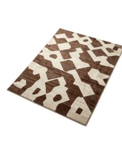 Yowell Geometric Tufted Wool Brown/Beige Area Rug