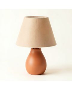 Moss Crest Table Lamp With A Plain Fabric Shade - Terracotta (synthetic illustration; no displayed measurements)