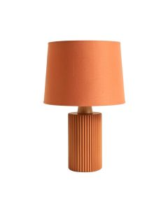 Birch Bridge Table Lamp With A Plain Fabric Shade - Terracotta