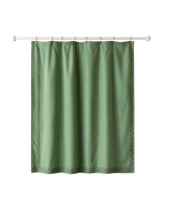Hazel Edge Shower Curtain Hanging Flat From A Plain Rod - Green