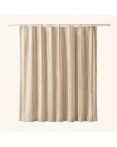 Oak Crest Shower Curtain Hanging Flat From A Plain Rod - Beige (synthetic illustration; no displayed measurements)