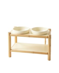 Briar Brook Pet Feeding Stand With Two Plain Empty Bowls - Cream (synthetic illustration; no displayed measurements)