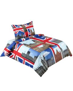 Union Jack Houses Of The Parliament Silhouette On Uk Flag Historic Urban Skyline Duvet Cover Set (synthetic illustration; no displayed measurements)