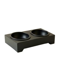 Stone Bend Pet Feeding Stand With Two Plain Empty Bowls - Black