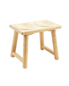 Elm Falls Pet Feeding Stand With Two Plain Empty Bowls - Cream