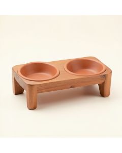 Vale Brook Pet Feeding Stand With Two Plain Empty Bowls - Terracotta (synthetic illustration; no displayed measurements)