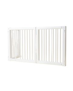 4 Panel 36 Inch Freestanding Foldable Pet Gate , Wooden Free Standing Pet Gate For Dogs , White