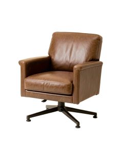 Nolan 24.8 '' Wide Genuine Leather Swivel Armchair (synthetic illustration; no displayed measurements)