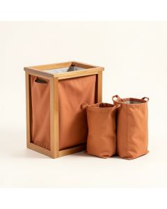 Fern Arc Laundry Sorting Station With Plain Removable Bags (synthetic illustration; no displayed measurements)