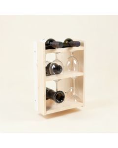 Elitia 3 Bottle Solid Wood Wall Mounted Wine Bottle & Glass Rack (synthetic illustration; no displayed measurements)