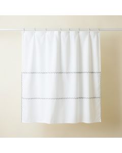 Glen Edge Shower Curtain Hanging Flat From A Plain Rod - White (synthetic illustration; no displayed measurements)
