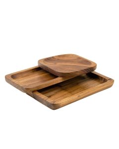 2 Piece Accent Ottoman Table Tray Set