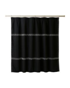 Reed Edge Shower Curtain Hanging Flat From A Plain Rod - Black