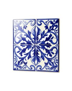 Mediterranean 4 '' X 4 '' Ceramic Carthage Decorative Tile In Blue/White