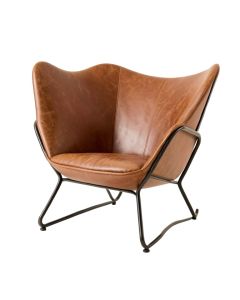 Razmig 31.5 '' Wide Top Grain Leather Butterfly Chair (synthetic illustration; no displayed measurements)