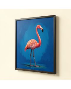 Flamingos On Blue Painting Print (synthetic illustration; no displayed measurements)