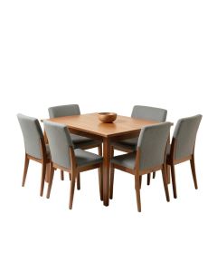 Mid-Century 5 Piece Wooden Dining Set With 4 Padded Dining Chairs