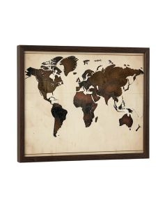World Map By Fireside Home - Picture Frame Graphic Art Print On Wood