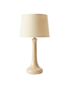 Wren Arc Table Lamp With A Plain Fabric Shade - Beige (synthetic illustration; no displayed measurements)