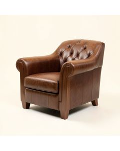 Corniche 31 '' Wide Tufted Top Grain Leather Armchair (synthetic illustration; no displayed measurements)