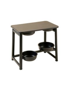 Fern Falls Pet Feeding Stand With Two Plain Empty Bowls - Black
