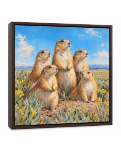 Amarillo Sod Poodles ( Prairie Dogs ) By Lucia Heffernan - Floater Frame Painting Print On Canvas