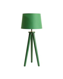 Oak Bend Floor Lamp With A Plain Fabric Shade - Green (synthetic illustration; no displayed measurements)