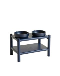 Briar Edge Pet Feeding Stand With Two Plain Empty Bowls - Navy