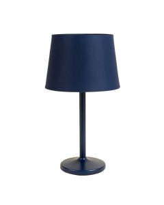 Rowan Crest Table Lamp With A Plain Fabric Shade - Navy