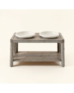 Cedar Canyon Pet Feeding Stand With Two Plain Empty Bowls - Gray (synthetic illustration; no displayed measurements)