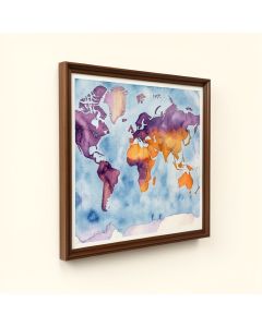 Watercolour Map Of The World Framed Graphic Art Print On Canvas (synthetic illustration; no displayed measurements)