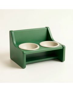 Moss Bridge Pet Feeding Stand With Two Plain Empty Bowls - Green (synthetic illustration; no displayed measurements)