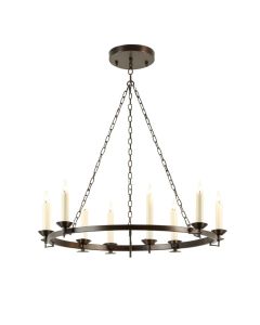 Natal 8 - Light Candle Style Wagon Wheel Chandelier (synthetic illustration; no displayed measurements)
