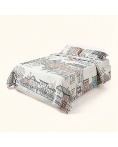 Baen Buildings On Woodward Avenue In Downtown Artistic Sketchy Urban Scene Duvet Cover Set (synthetic illustration; no displayed measurements)