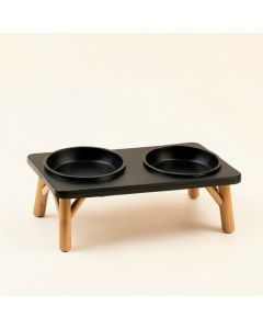 Willow Brook Pet Feeding Stand With Two Plain Empty Bowls - Black (synthetic illustration; no displayed measurements)