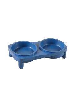 Aspen Bluff Pet Feeding Stand With Two Plain Empty Bowls - Blue