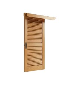 Louvered Wood Finish Athanas Sliding Closet Doors