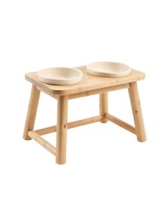 Briar Crossing Pet Feeding Stand With Two Plain Empty Bowls - Beige (synthetic illustration; no displayed measurements)