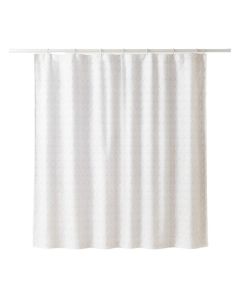 Spruce Bluff Shower Curtain Hanging Flat From A Plain Rod - White