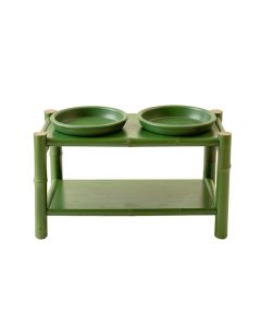 Hill Crest Pet Feeding Stand With Two Plain Empty Bowls - Green (synthetic illustration; no displayed measurements)