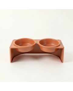 Field Crossing Pet Feeding Stand With Two Plain Empty Bowls - Terracotta (synthetic illustration; no displayed measurements)